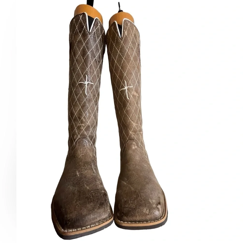 TWISTED X boy DISTRESSED RUFF STOCK COWBOY BOOTS - BROAD SQUARE TOE